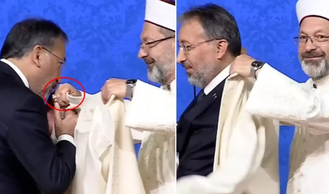 Ali Erbaş helallik istedi, Diyanet’in yeni başkanı Safi Arpaguş elini öptü