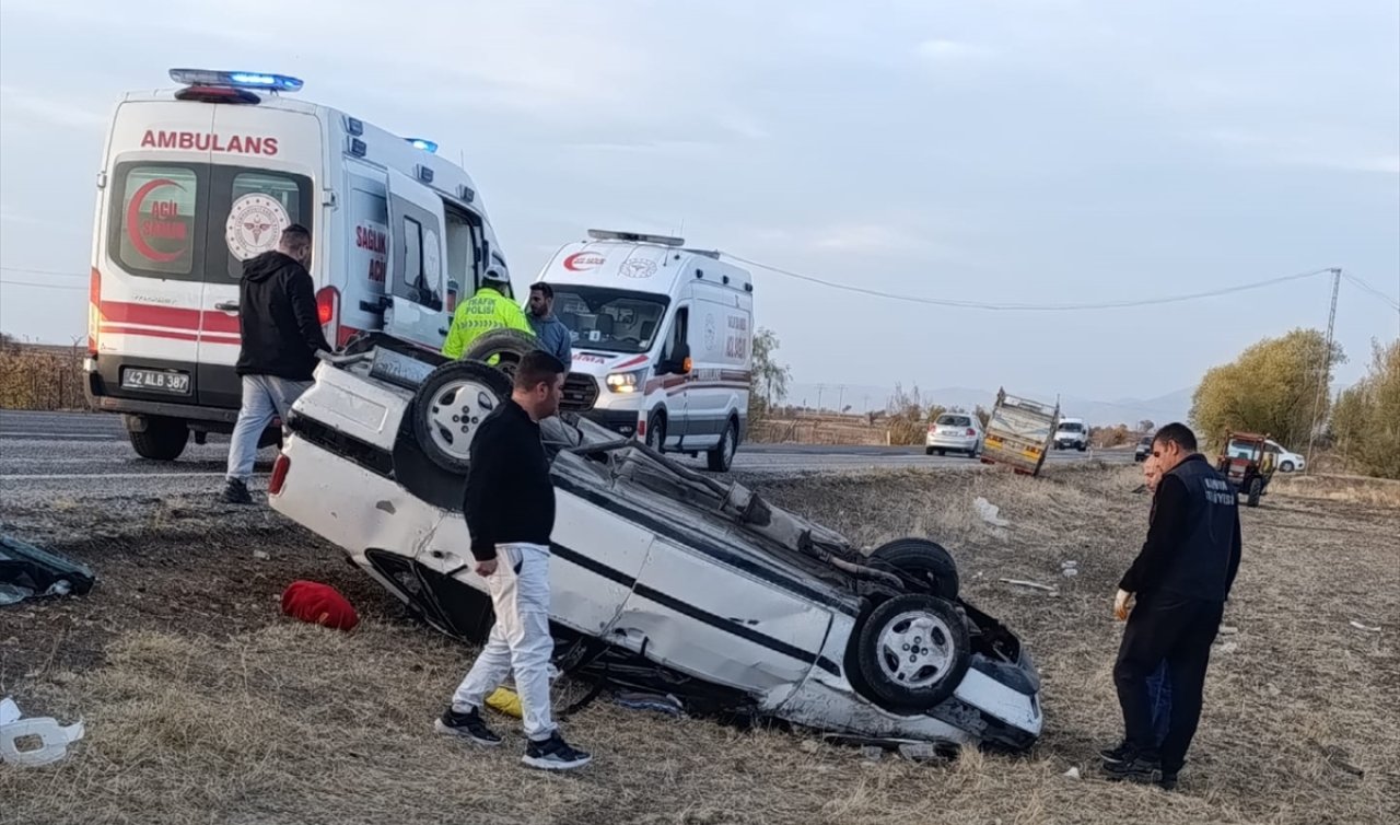 Konya’da otomobil şarampole devrildi! 5 kişi yaralandı 