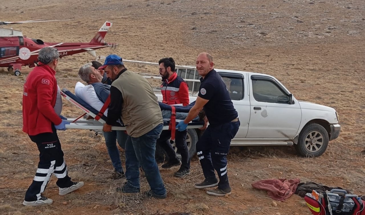 Dakikalarla yarış! Konya’da çobanın imdat çağrısına helikopter yetişti