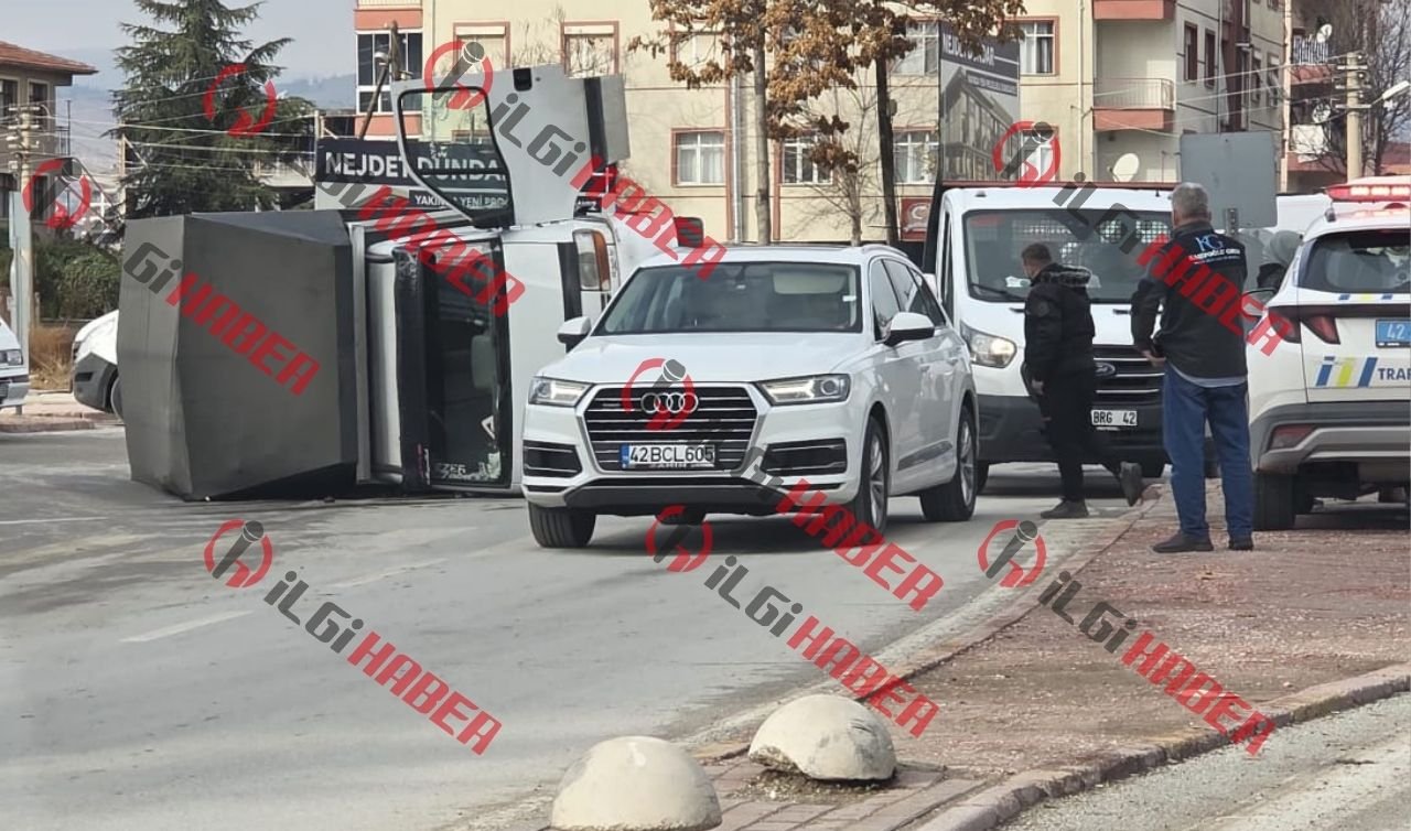 Konya’da kontrolden çıkan tır devrildi: Ekipler bölgeye sevk edildi