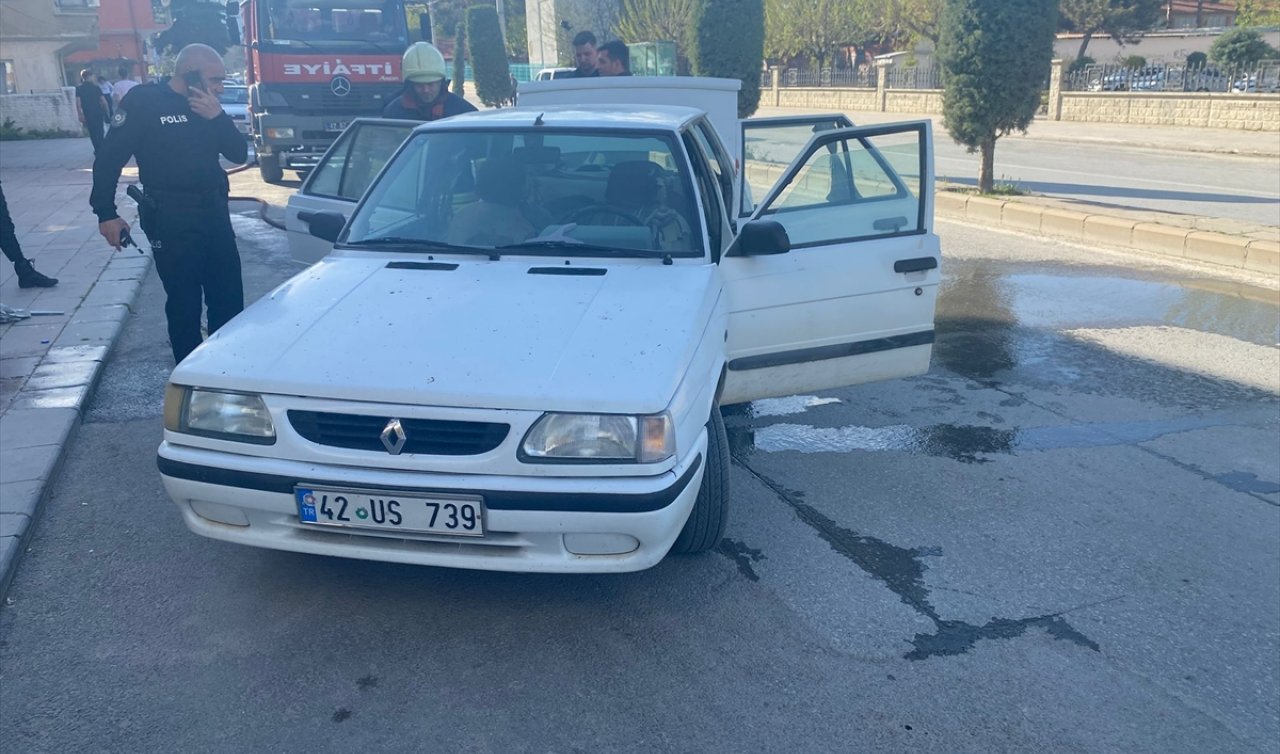 Konya’da park halindeki araçta yangın çıktı! 1 kişi yaralandı