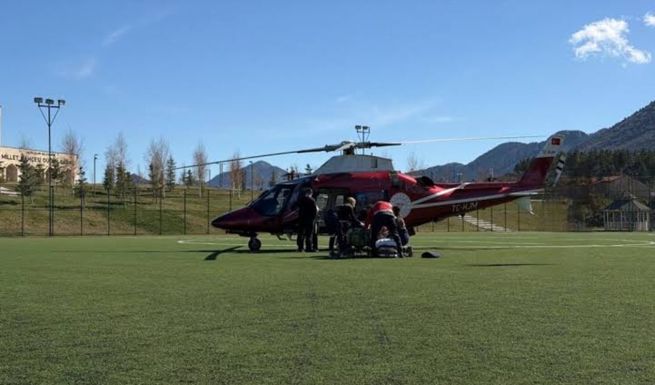 Konya’da hava ambulansı felç geçiren hasta için havalandı