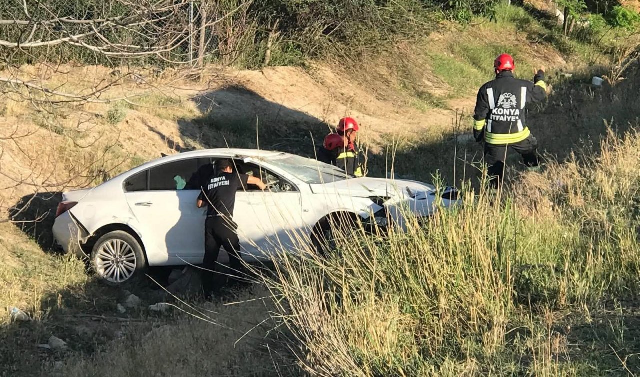 Konya’da kontrolden çıkan otomobil şarampole yuvarlandı: 1’i bebek 3 yaralı