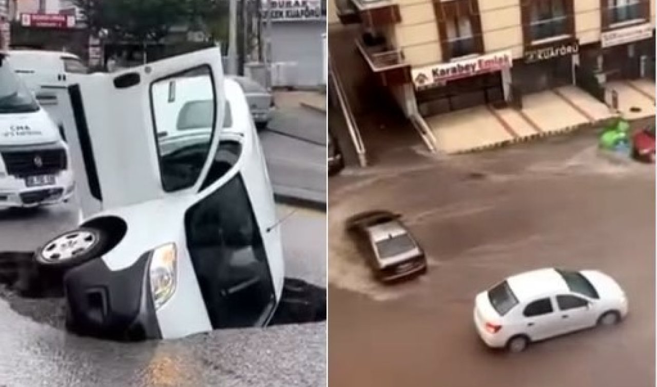 Başkentte şiddetli sağanak mesaisi: Yollar çöktü, iş yerlerini su bastı