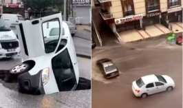 Başkentte şiddetli sağanak mesaisi: Yollar çöktü, iş yerlerini su bastı