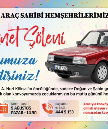 Akşehir sokakları Tofaş konvoyuyla şenlenecek! Başkan Köksal’dan çağrı