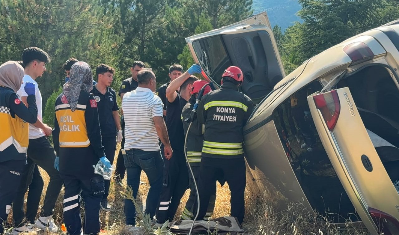 Konya’da otomobil takla attı! Sürücü yaralandı