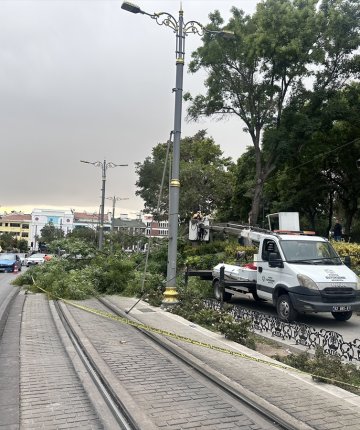 Konya’da tramvay yoluna devrilen ağacın altında kalan çocuk yaralandı