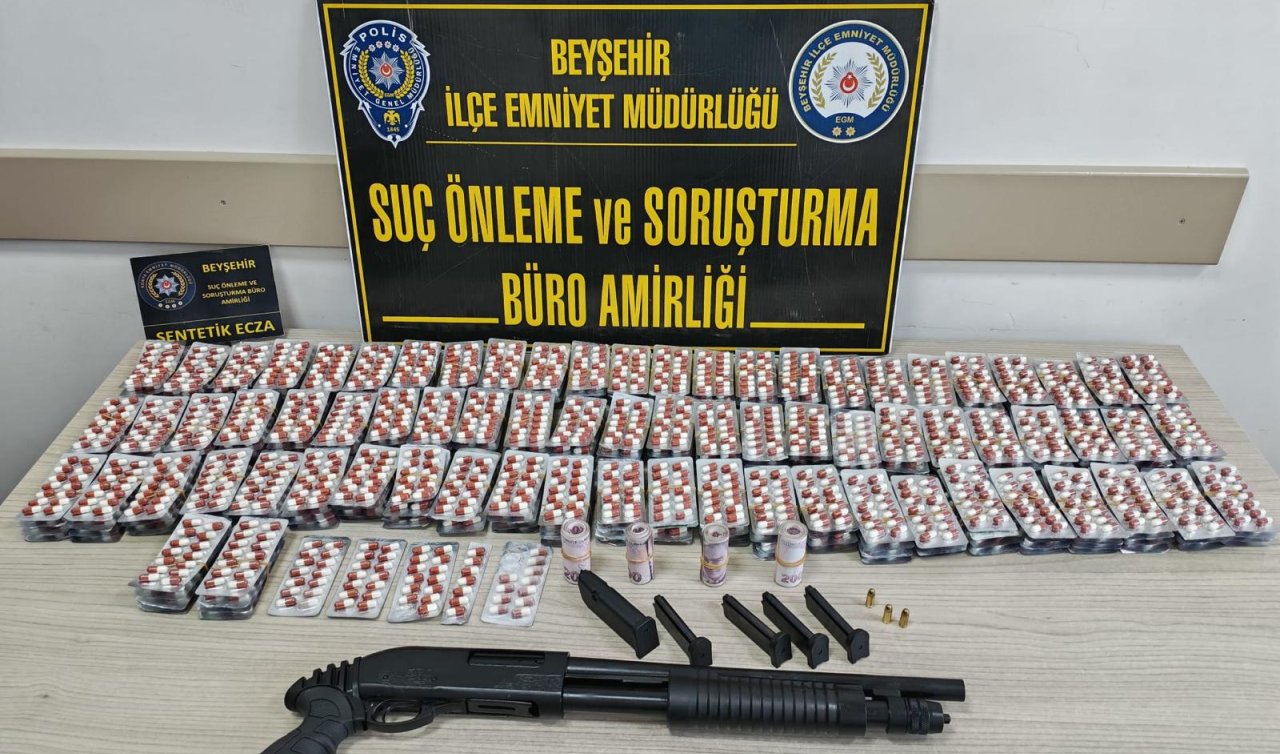 Beyşehir’de uyuşturucu operasyonu: Binlerce hap ve bonzai ele geçirildi